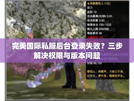 完美国际私服后台登录失败？三步解决权限与版本问题