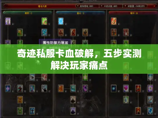 奇迹私服卡血破解，五步实测解决玩家痛点