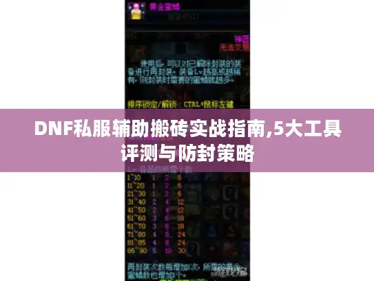 DNF私服辅助搬砖实战指南,5大工具评测与防封策略 DNF私服辅助搬砖实战指南,5大工具评测与防封策略