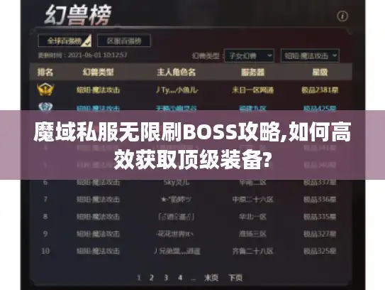 魔域私服无限刷BOSS攻略,如何高效获取顶级装备?