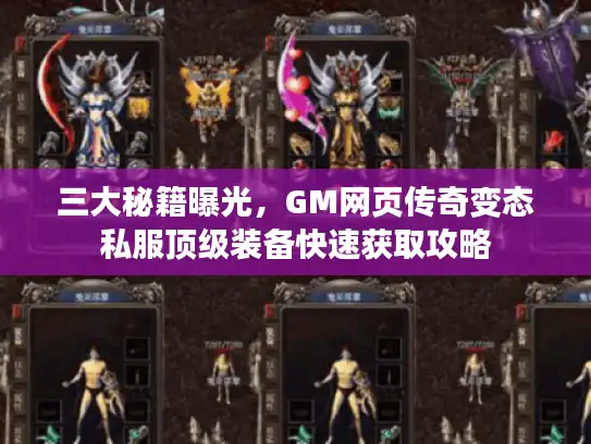 三大秘籍曝光，GM网页传奇变态私服顶级装备快速获取攻略
