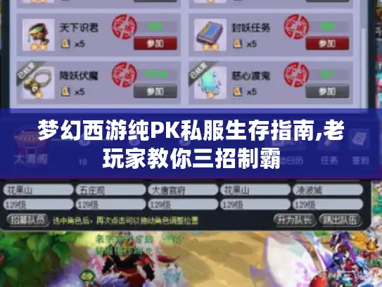 梦幻西游纯PK私服生存指南,老玩家教你三招制霸