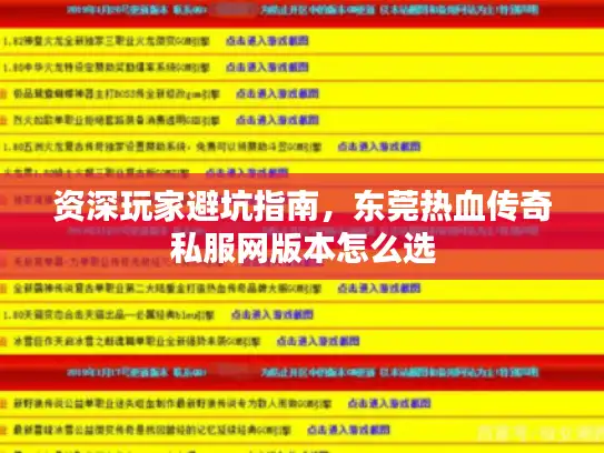 资深玩家避坑指南,东莞热血传奇私服网版本怎么选 资深玩家避坑指南,东莞热血传奇私服网版本怎么选