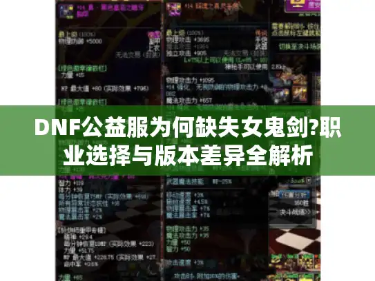 DNF公益服为何缺失女鬼剑?职业选择与版本差异全解析