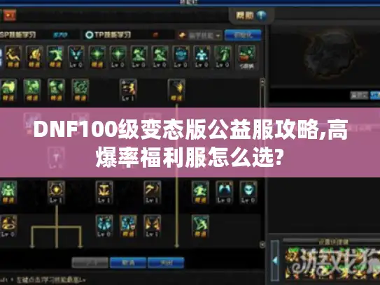 DNF100级变态版公益服攻略,高爆率福利服怎么选?