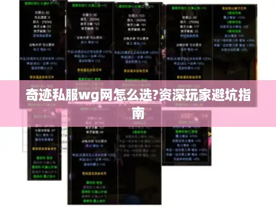 奇迹私服wg网怎么选?资深玩家避坑指南