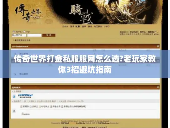 传奇世界打金私服服网怎么选?老玩家教你3招避坑指南