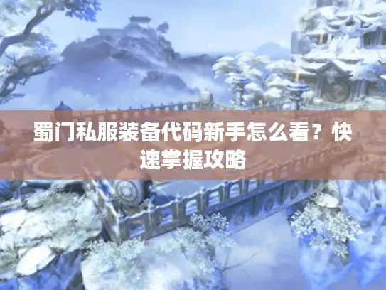 蜀门私服装备代码新手怎么看？快速掌握攻略