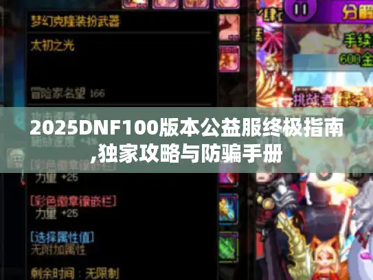 2025DNF100版本公益服终极指南,独家攻略与防骗手册
