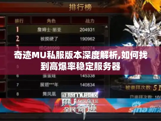 奇迹MU私服版本深度解析,如何找到高爆率稳定服务器 奇迹MU私服版本深度解析,如何找到高爆率稳定服务器