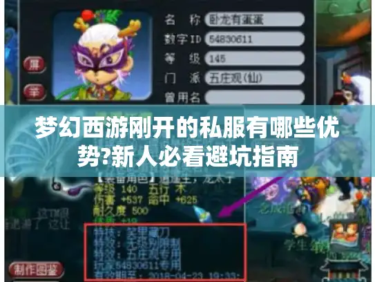 梦幻西游刚开的私服有哪些优势?新人必看避坑指南