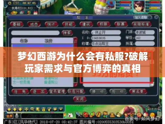 梦幻西游为什么会有私服?破解玩家需求与官方博弈的真相