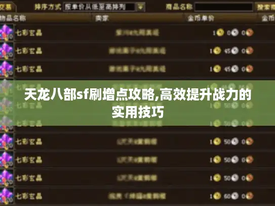 天龙八部sf刷增点攻略,高效提升战力的实用技巧