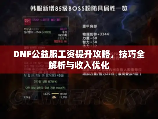 DNF公益服工资提升攻略，技巧全解析与收入优化