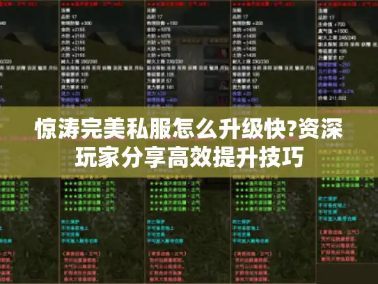 惊涛完美私服怎么升级快?资深玩家分享高效提升技巧