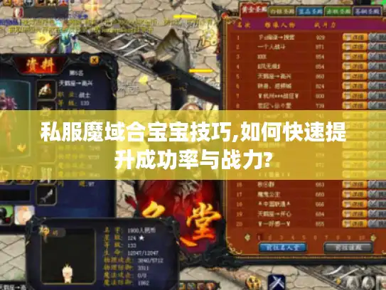 私服魔域合宝宝技巧,如何快速提升成功率与战力? 私服魔域合宝宝技巧,如何快速提升成功率与战力?