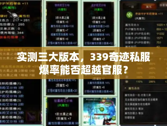 实测三大版本，339奇迹私服爆率能否超越官服？