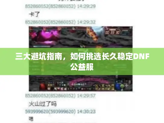 三大避坑指南，如何挑选长久稳定DNF公益服
