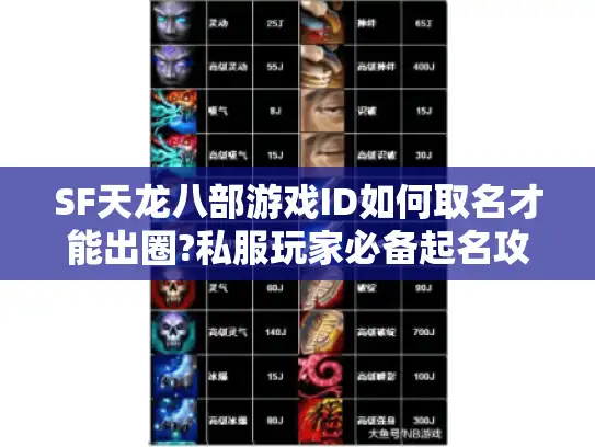 SF天龙八部游戏ID如何取名才能出圈?私服玩家必备起名攻略