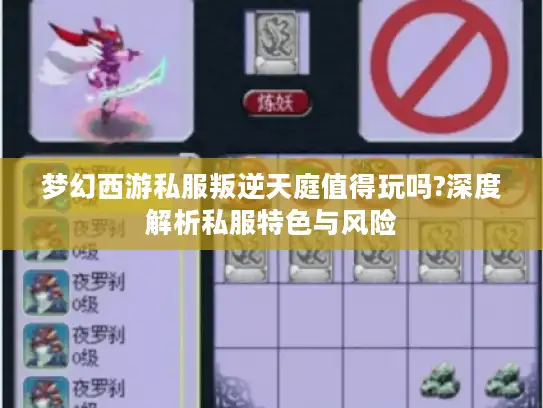 梦幻西游私服叛逆天庭值得玩吗?深度解析私服特色与风险