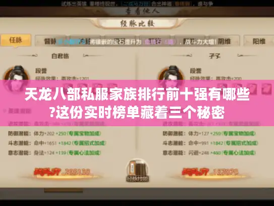 天龙八部私服家族排行前十强有哪些?这份实时榜单藏着三个秘密