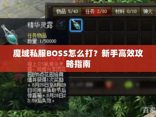 魔域私服BOSS怎么打？新手高效攻略指南