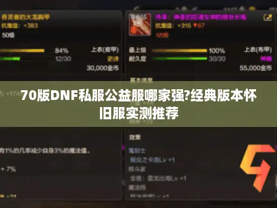 70版DNF私服公益服哪家强?经典版本怀旧服实测推荐