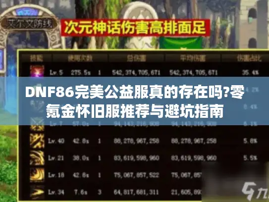DNF86完美公益服真的存在吗?零氪金怀旧服推荐与避坑指南