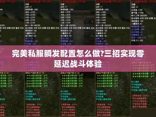 完美私服瞬发配置怎么做?三招实现零延迟战斗体验 完美私服瞬发配置怎么做?三招实现零延迟战斗体验