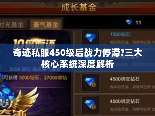 奇迹私服450级后战力停滞?三大核心系统深度解析
