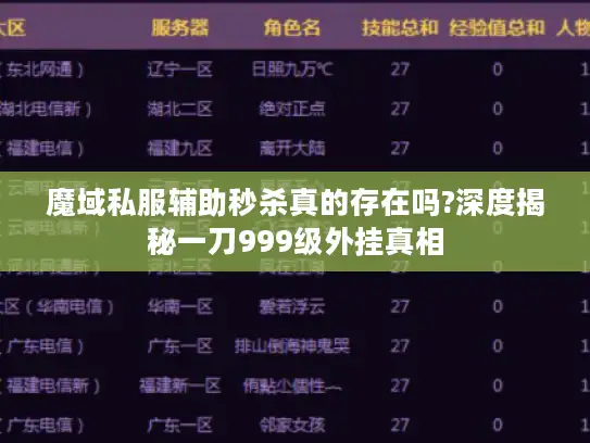 魔域私服辅助秒杀真的存在吗?深度揭秘一刀999级外挂真相
