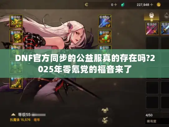 DNF官方同步的公益服真的存在吗?2025年零氪党的福音来了