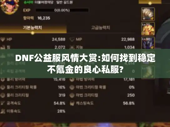DNF公益服风情大赏:如何找到稳定不氪金的良心私服?