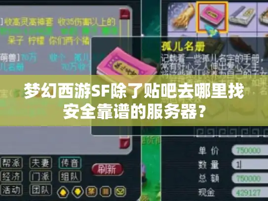 梦幻西游SF除了贴吧去哪里找安全靠谱的服务器？