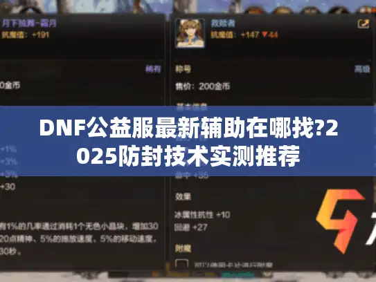 DNF公益服最新辅助在哪找?2025防封技术实测推荐