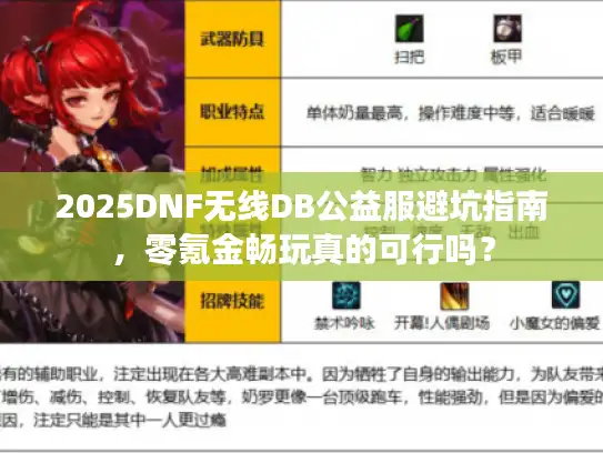 2025DNF无线DB公益服避坑指南，零氪金畅玩真的可行吗？