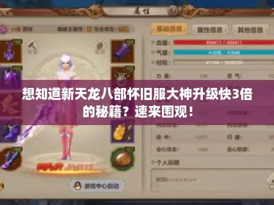 想知道新天龙八部怀旧服大神升级快3倍的秘籍？速来围观！