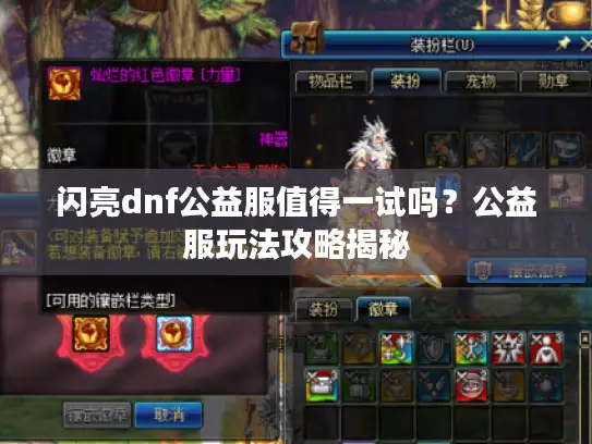 闪亮dnf公益服值得一试吗？公益服玩法攻略揭秘