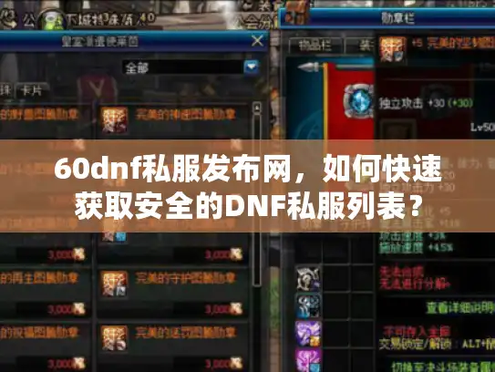 60dnf私服发布网，如何快速获取安全的DNF私服列表？
