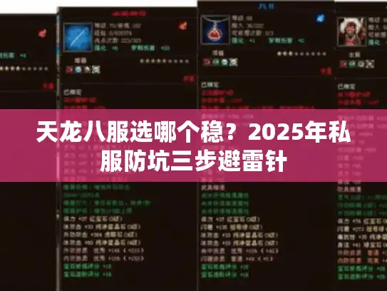 天龙八服选哪个稳？2025年私服防坑三步避雷针