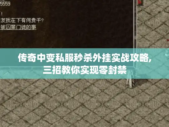 传奇中变私服秒杀外挂实战攻略,三招教你实现零封禁 传奇中变私服秒杀外挂实战攻略,三招教你实现零封禁