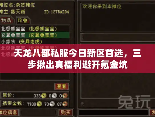 天龙八部私服今日新区首选,三步揪出真福利避开氪金坑 天龙八部私服今日新区首选,三步揪出真福利避开氪金坑