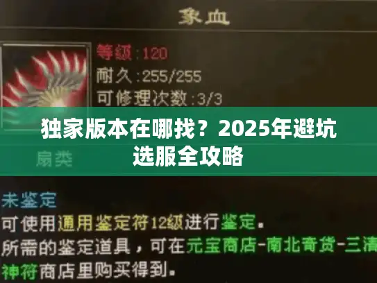独家版本在哪找？2025年避坑选服全攻略