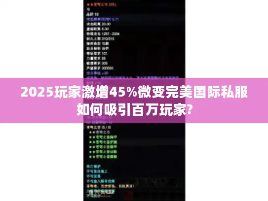 2025玩家激增45%微变完美国际私服如何吸引百万玩家? 2025玩家激增45%微变完美国际私服如何吸引百万玩家?