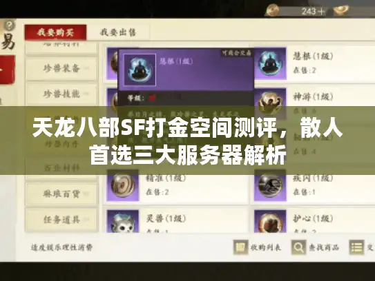 天龙八部SF打金空间测评，散人首选三大服务器解析