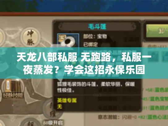 天龙八部私服 无跑路，私服一夜蒸发？学会这招永保乐园