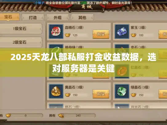 2025天龙八部私服打金收益数据,选对服务器是关键 2025天龙八部私服打金收益数据,选对服务器是关键