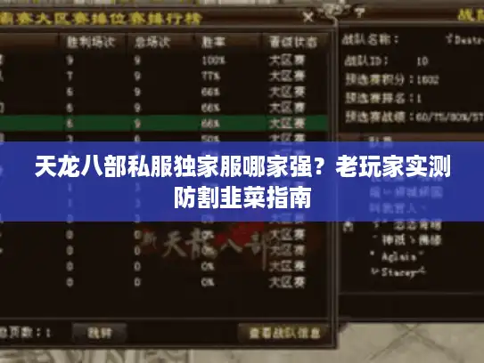 天龙八部私服独家服哪家强？老玩家实测防割韭菜指南