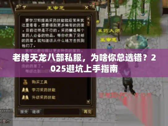 老牌天龙八部私服，为啥你总选错？2025避坑上手指南