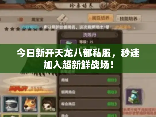 今日新开天龙八部私服，秒速加入超新鲜战场！